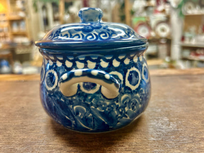 Blue UNIKAT Polish Pottery Sugar Bowl Handles, 5 1/2"