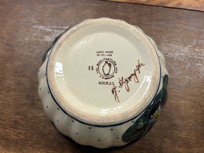 Blue/Green UNIKAT Polish Pottery Bowl, 6 3/4"