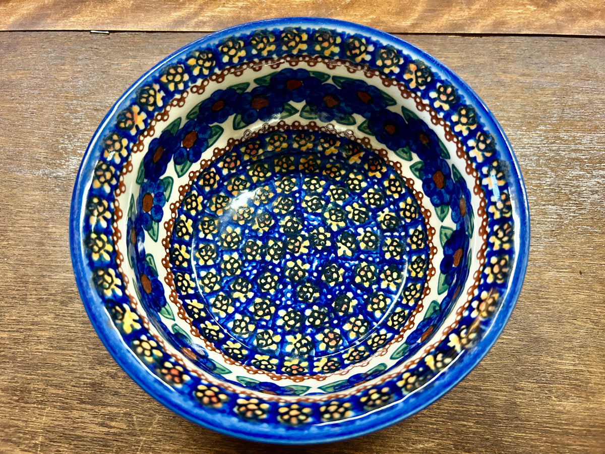 Blue & Green UNIKAT Polish Pottery Bowl, 6 3/4"