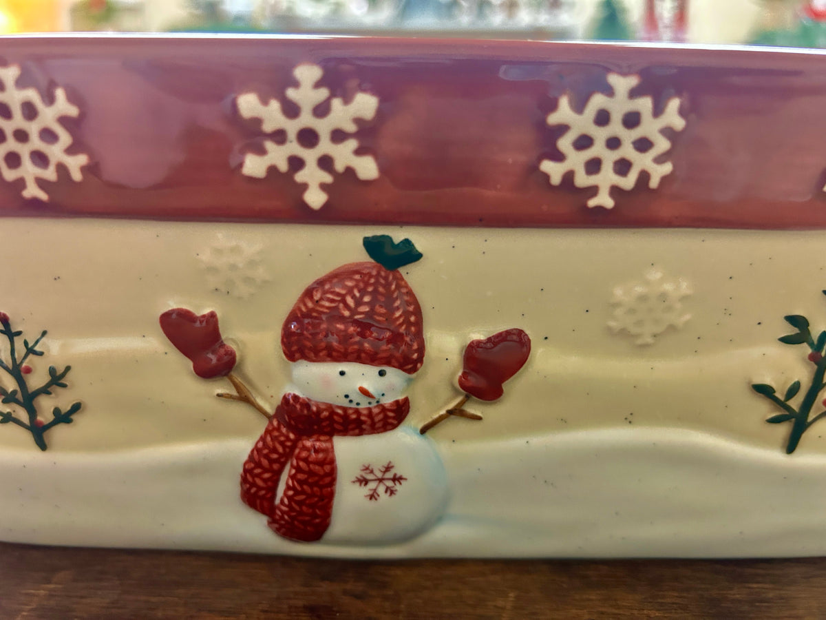 Cranberry St Nicholas Square RARE Winter Wishes Square Bowl, 10 1/2"