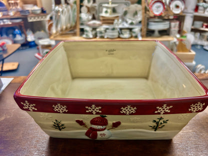 Cranberry St Nicholas Square RARE Winter Wishes Square Bowl, 10 1/2"