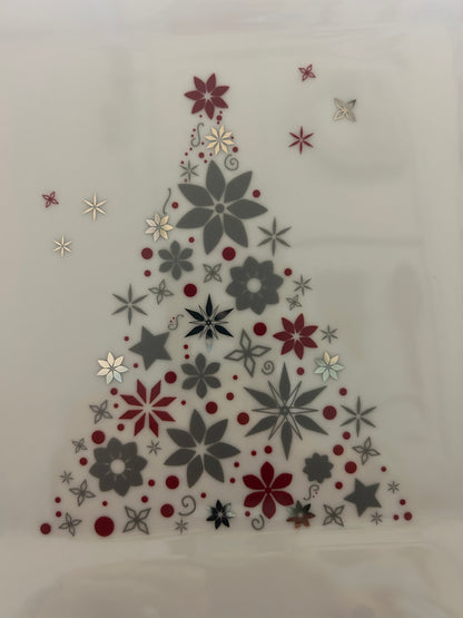 Cranberry & White Food Network Christmas Tree Square Plate, 10 1/4"