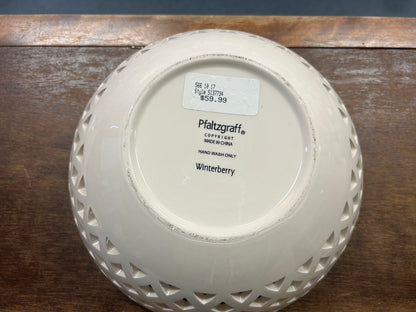 Red Green White Pfaltzgraff Winterberry Lattice Bowl, 10"