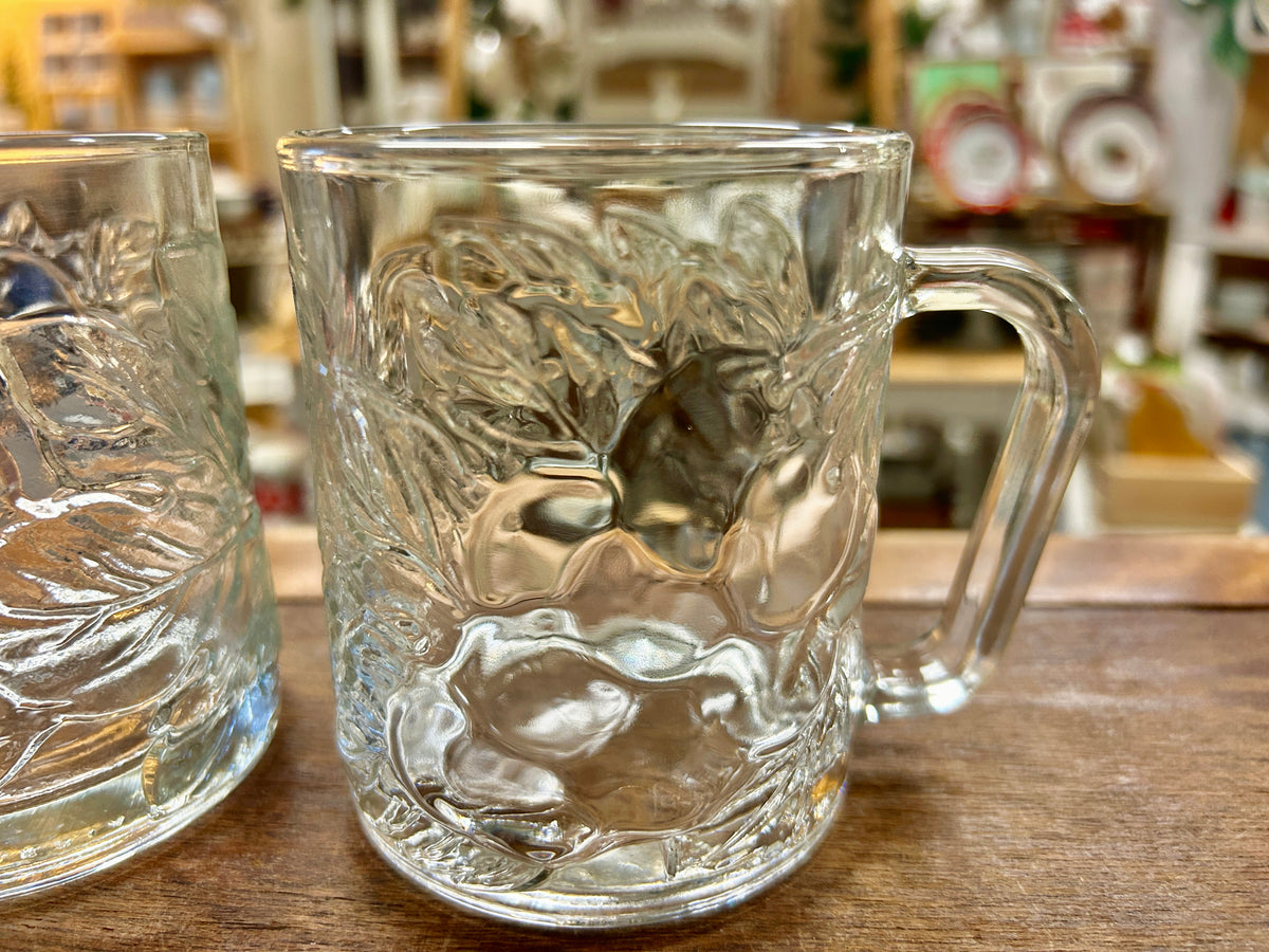 KIG Embossed Grapes Clear Mugs 2, 3 3/4"