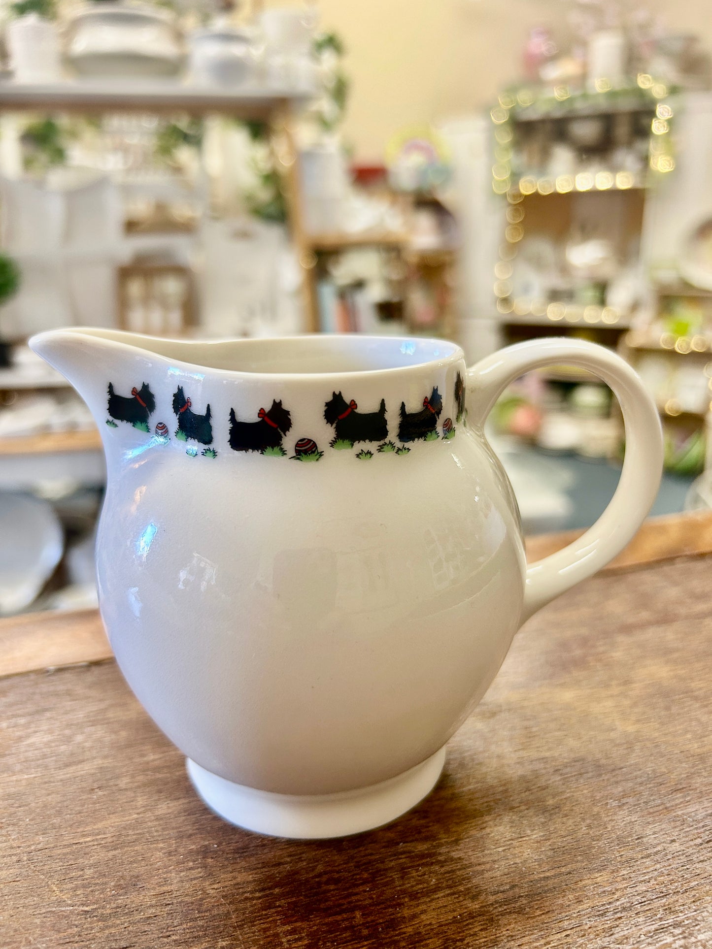 White Highbank Porcelain RARE Dog Scottie Creamer Scotland, 5 1/2"