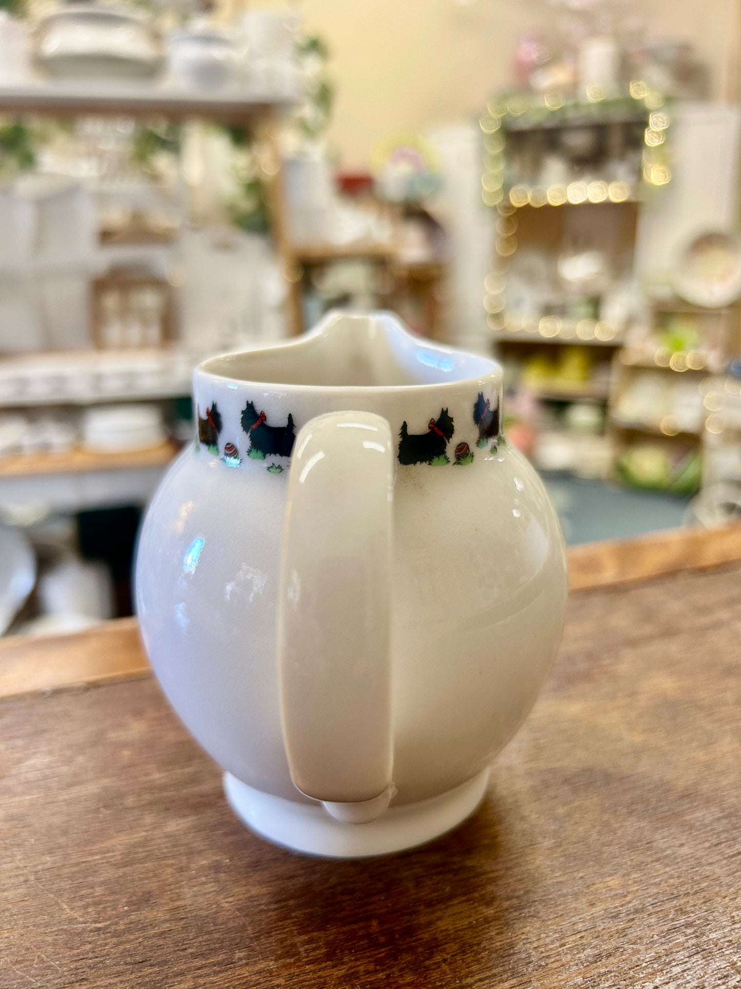 White Highbank Porcelain RARE Dog Scottie Creamer Scotland, 5 1/2"