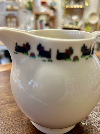 White Highbank Porcelain RARE Dog Scottie Creamer Scotland, 5 1/2"