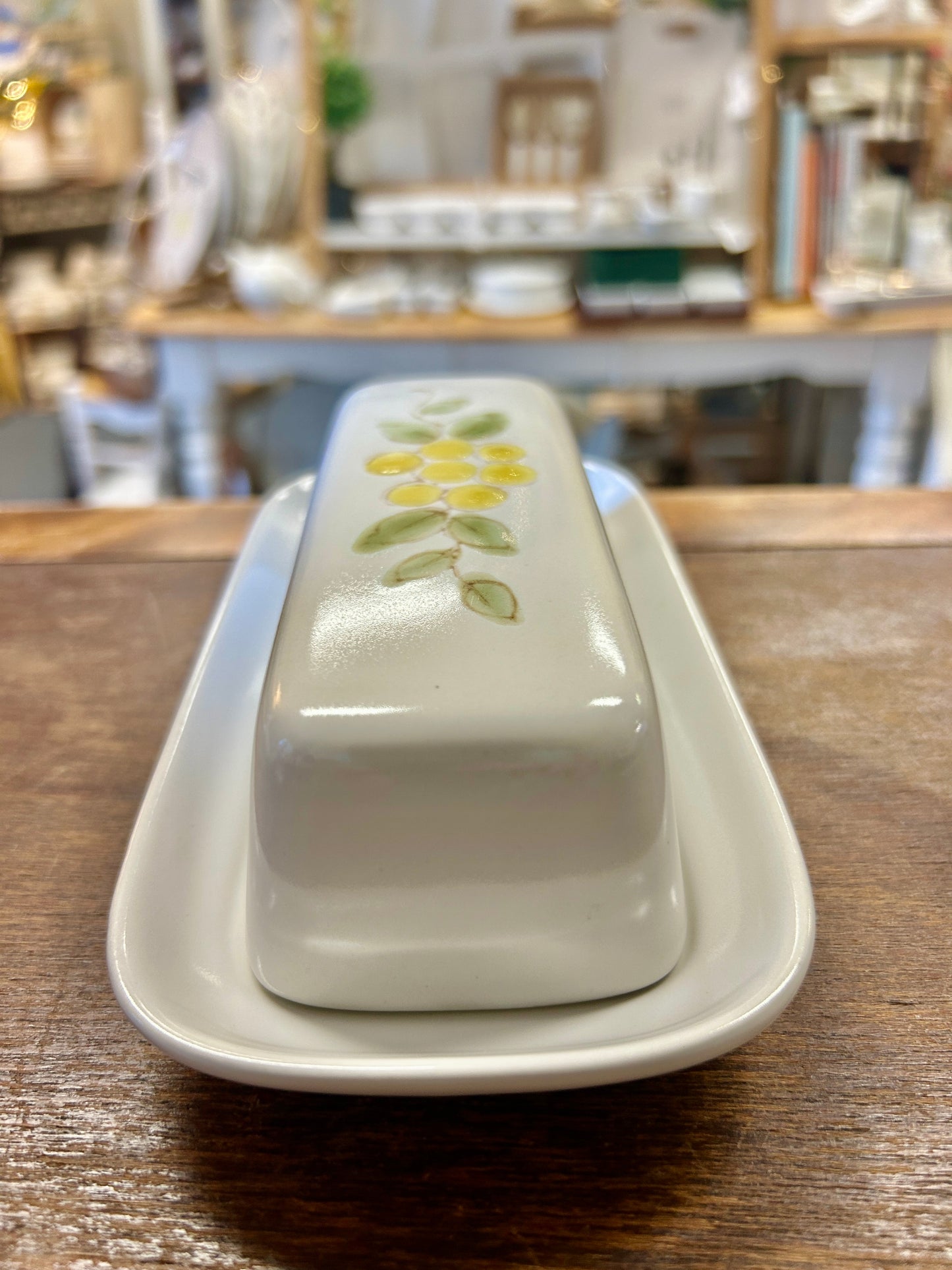 Yellow & White Noritake RARE May Song Butter Dish, 7 1/2"
