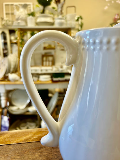 1872 White Beaded Pitcher, 8"