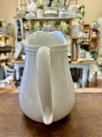 1872 White Beaded Pitcher, 8"
