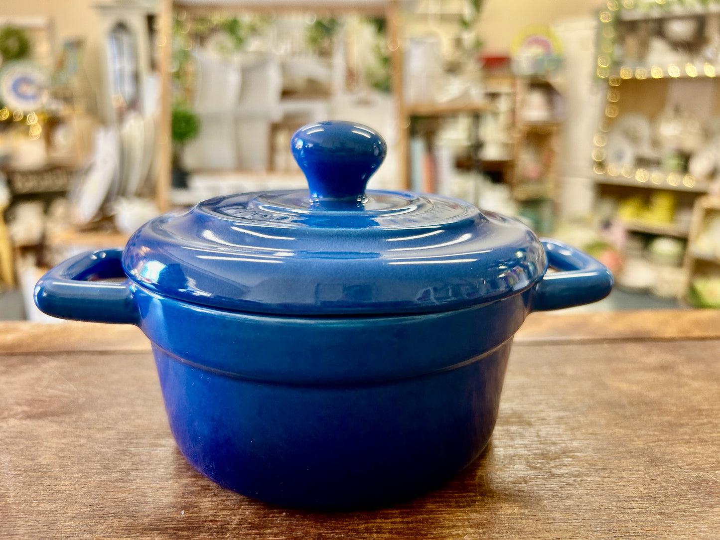 Martha Stewart Blue Crock w/ Lid, 7"