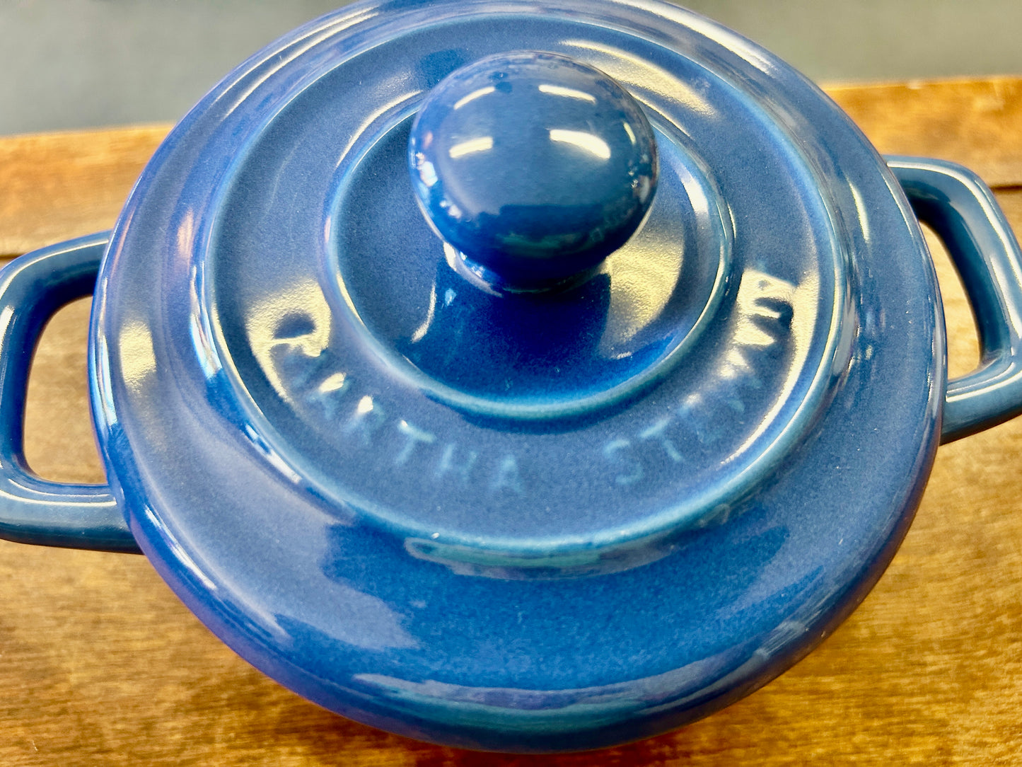 Martha Stewart Blue Crock w/ Lid, 7"