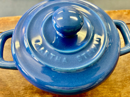 Martha Stewart Blue Crock w/ Lid, 7"