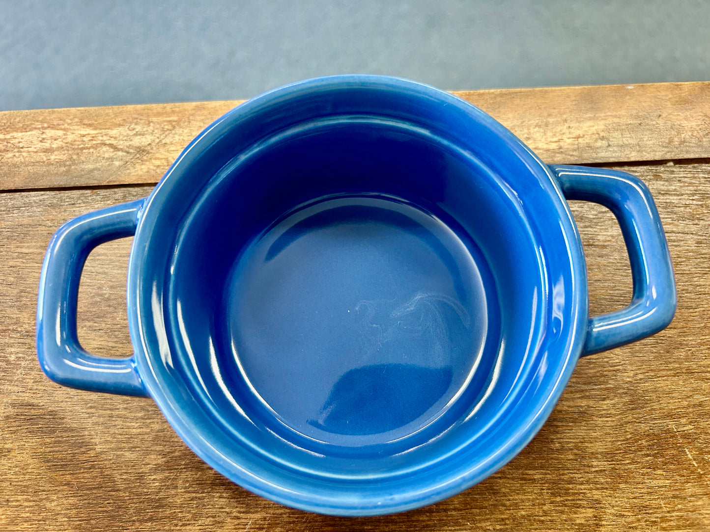 Martha Stewart Blue Crock w/ Lid, 7"