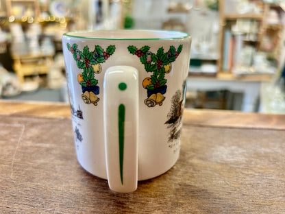 Red Green White Spode British Santa Around the World Mug, 3 1/4"