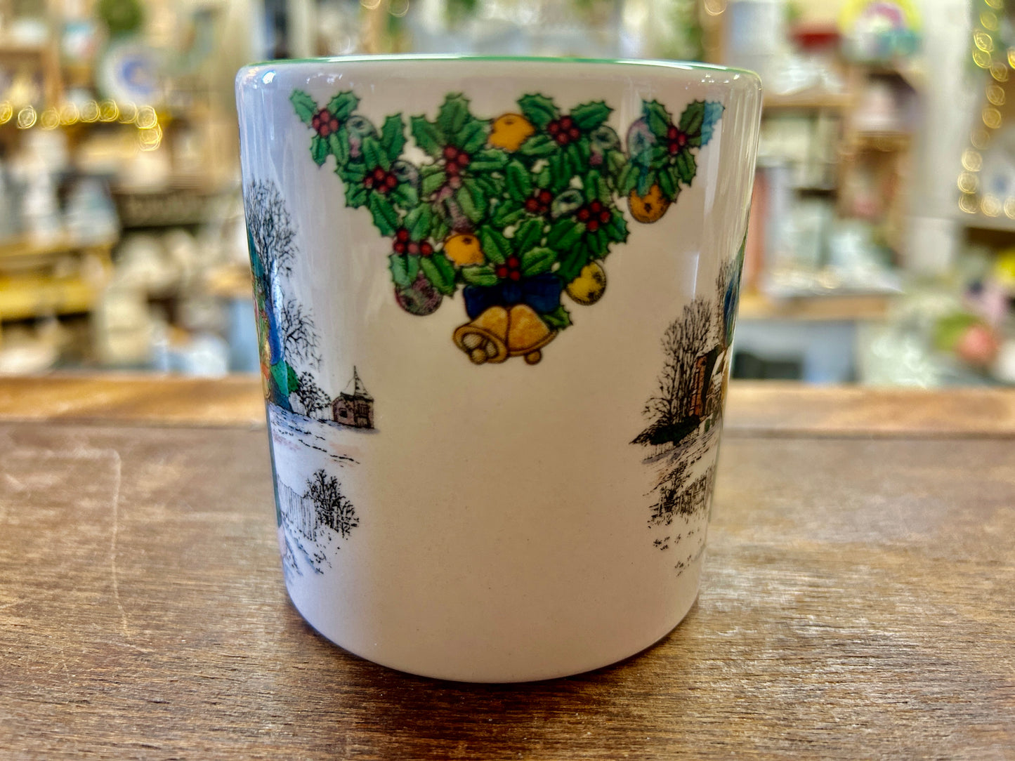 Red Green White Spode British Santa Around the World Mug, 3 1/4"