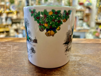 Red Green White Spode British Santa Around the World Mug, 3 1/4"
