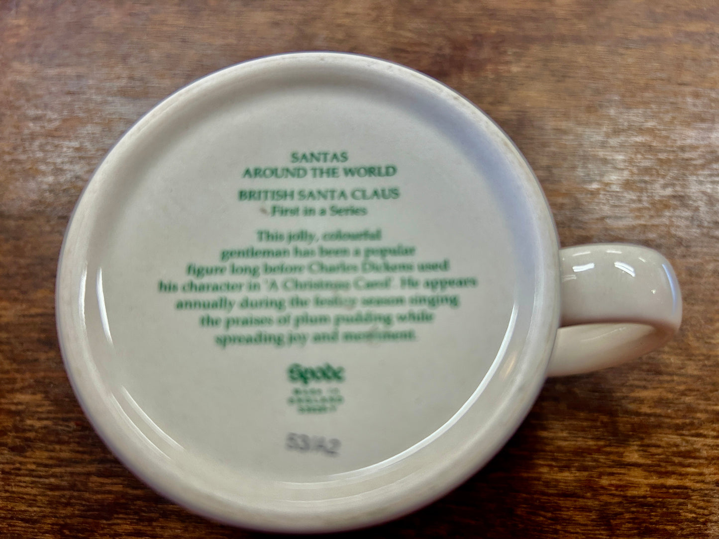 Red Green White Spode British Santa Around the World Mug, 3 1/4"
