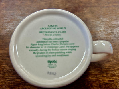 Red Green White Spode British Santa Around the World Mug, 3 1/4"