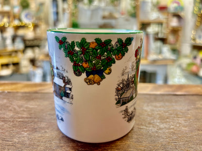 Red Green White Spode American Santa Around the World Mug, 3 1/4"