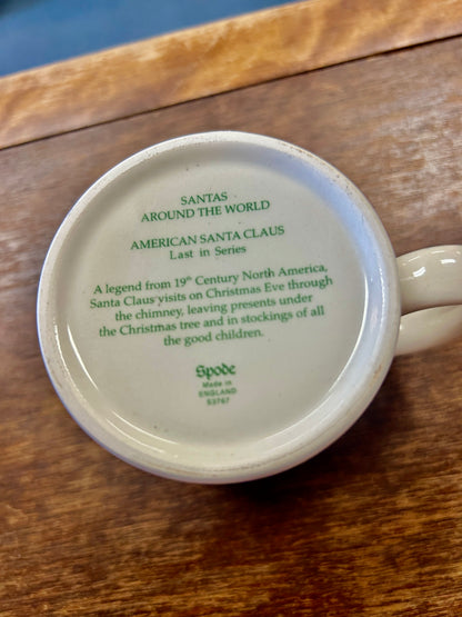 Red Green White Spode American Santa Around the World Mug, 3 1/4"