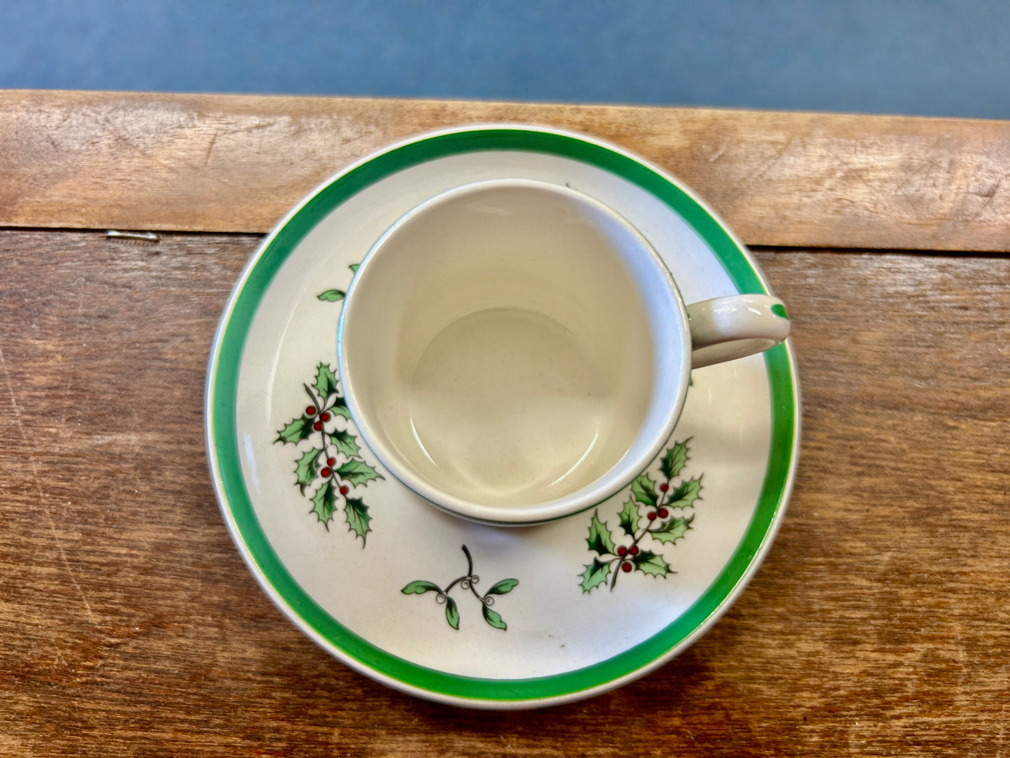 Red Green White Spode Espresso Mug and Saucer, 2 1/4"