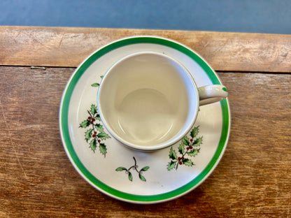 Red Green White Spode Espresso Mug and Saucer, 2 1/4"
