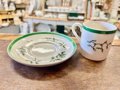 Red Green White Spode Espresso Mug and Saucer, 2 1/4"