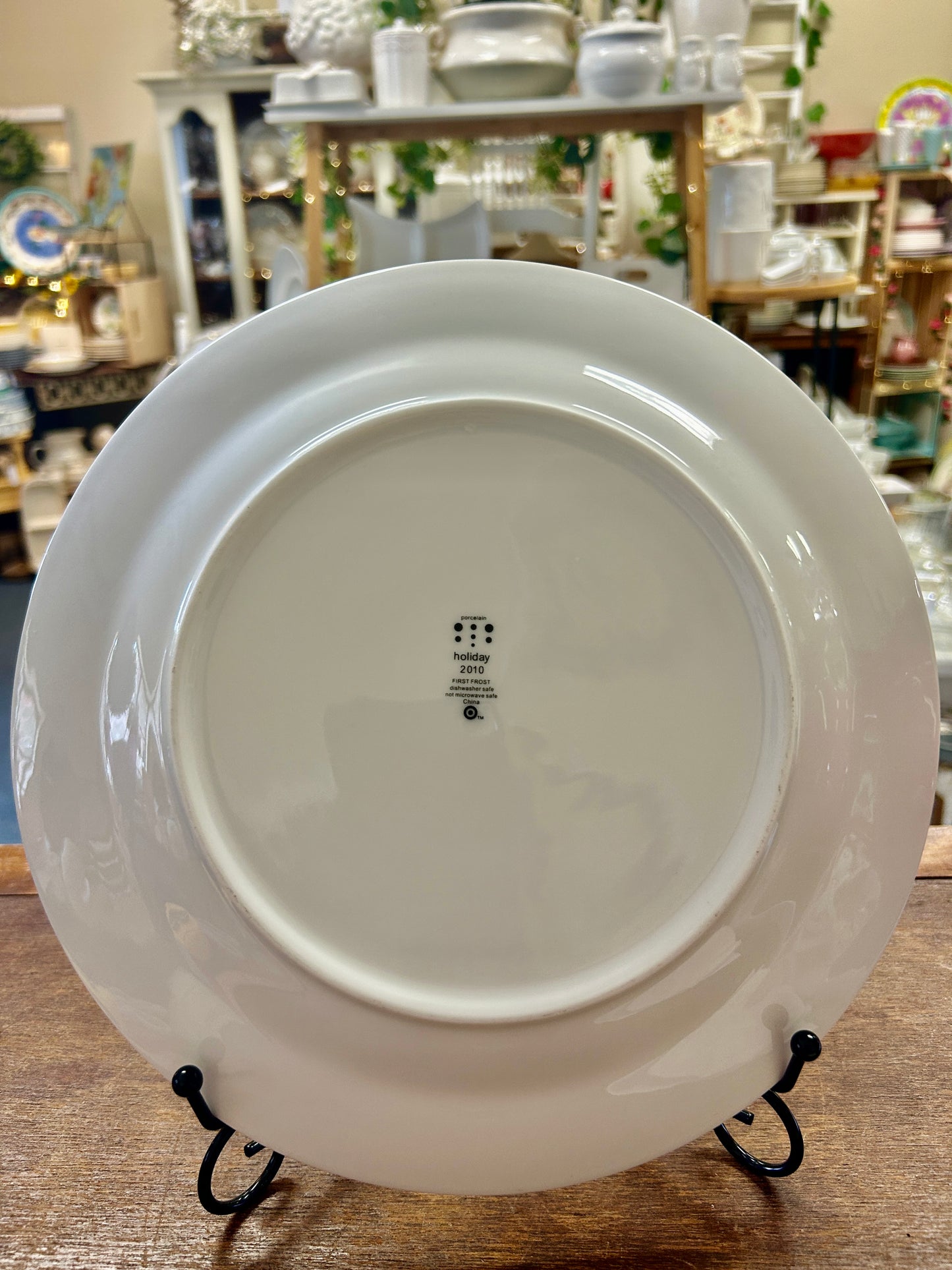 Silver & White Home First Frost Dinner Plate, 10 3/4"