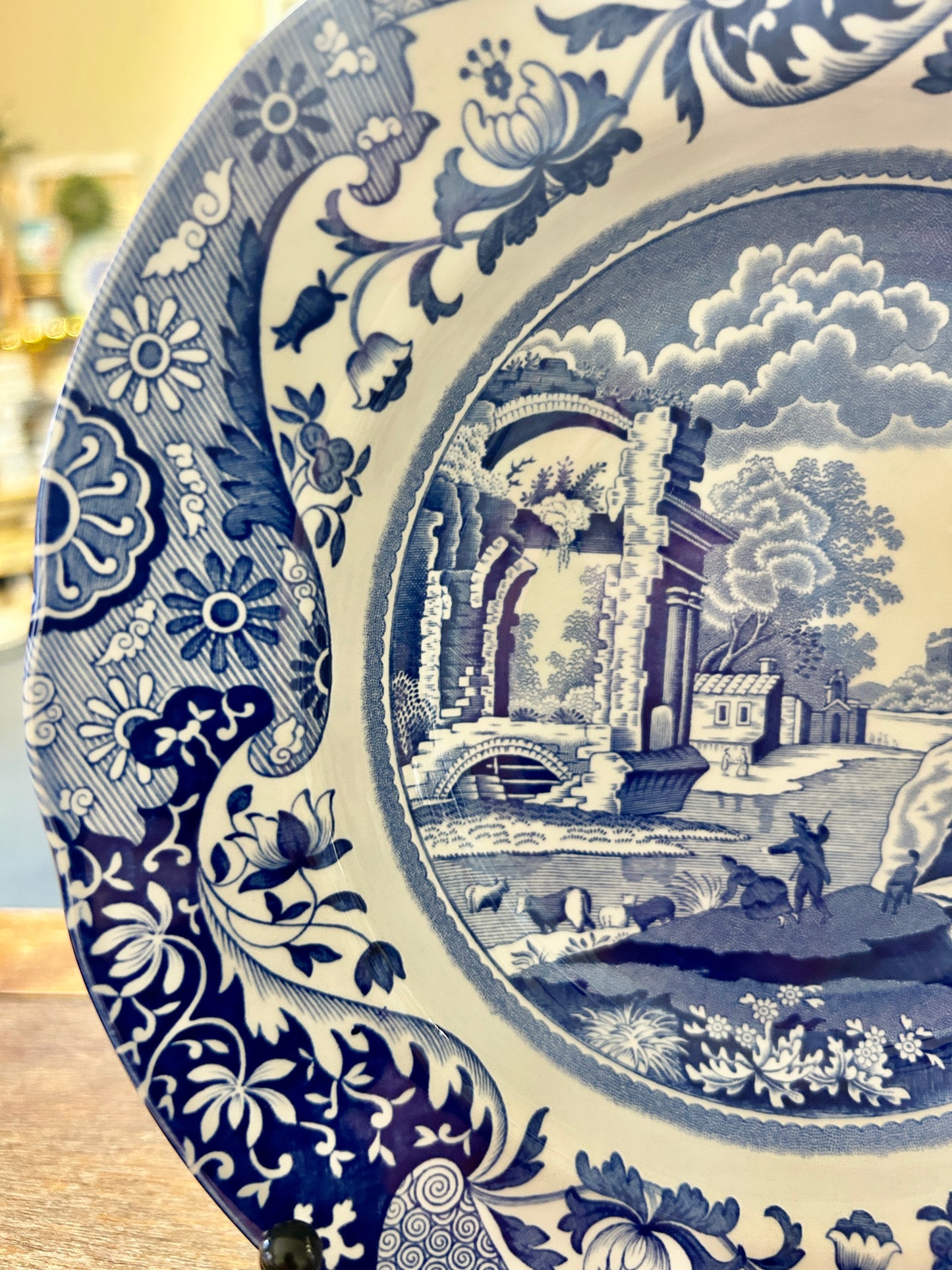 Blue & White Spode Italian Blue Bowl England, 9"