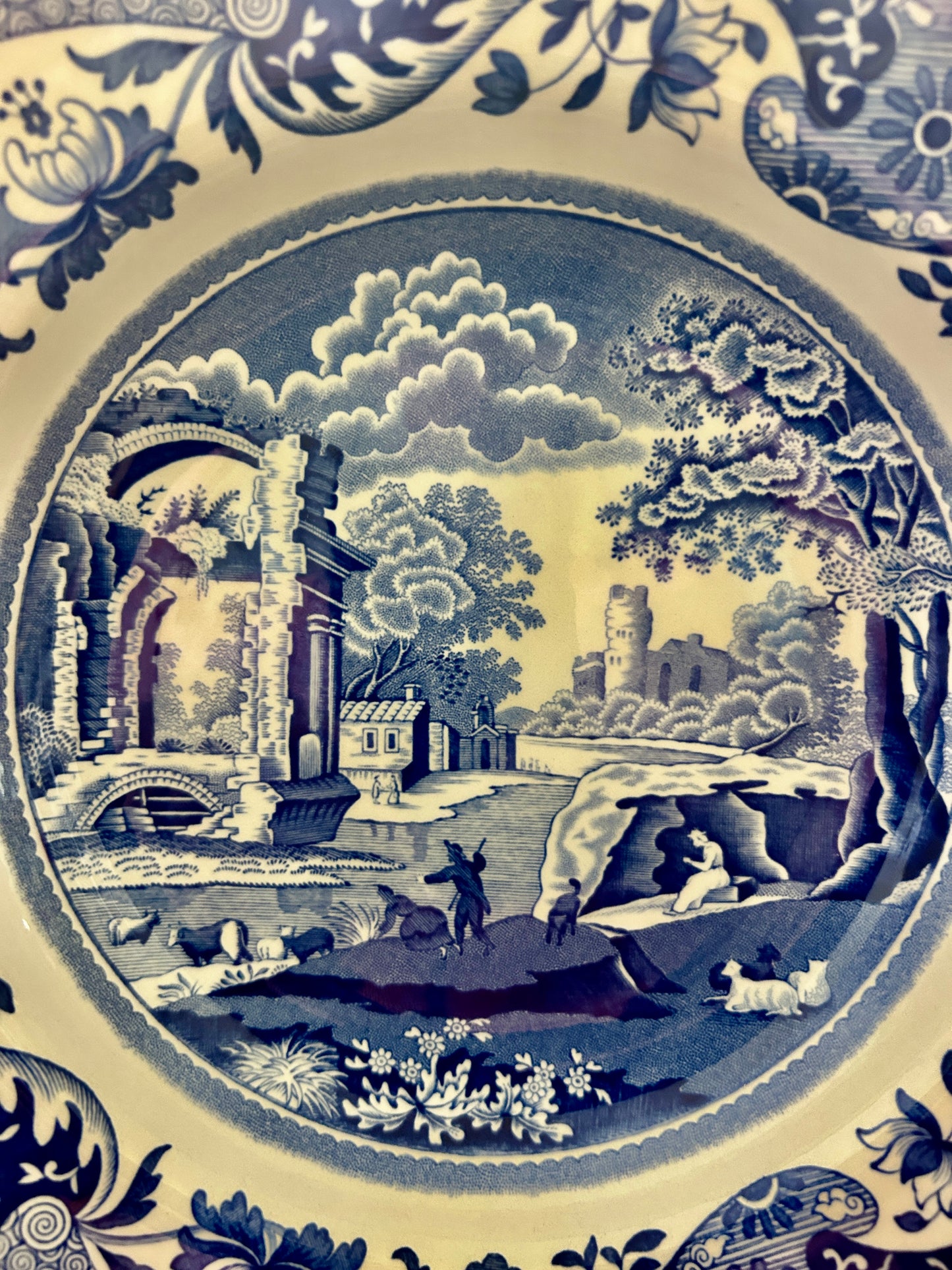 Blue & White Spode Italian Blue Bowl England, 9"