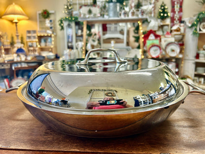 Silver All Clad Copper Core 13" Skillet w/ Lid, 13"