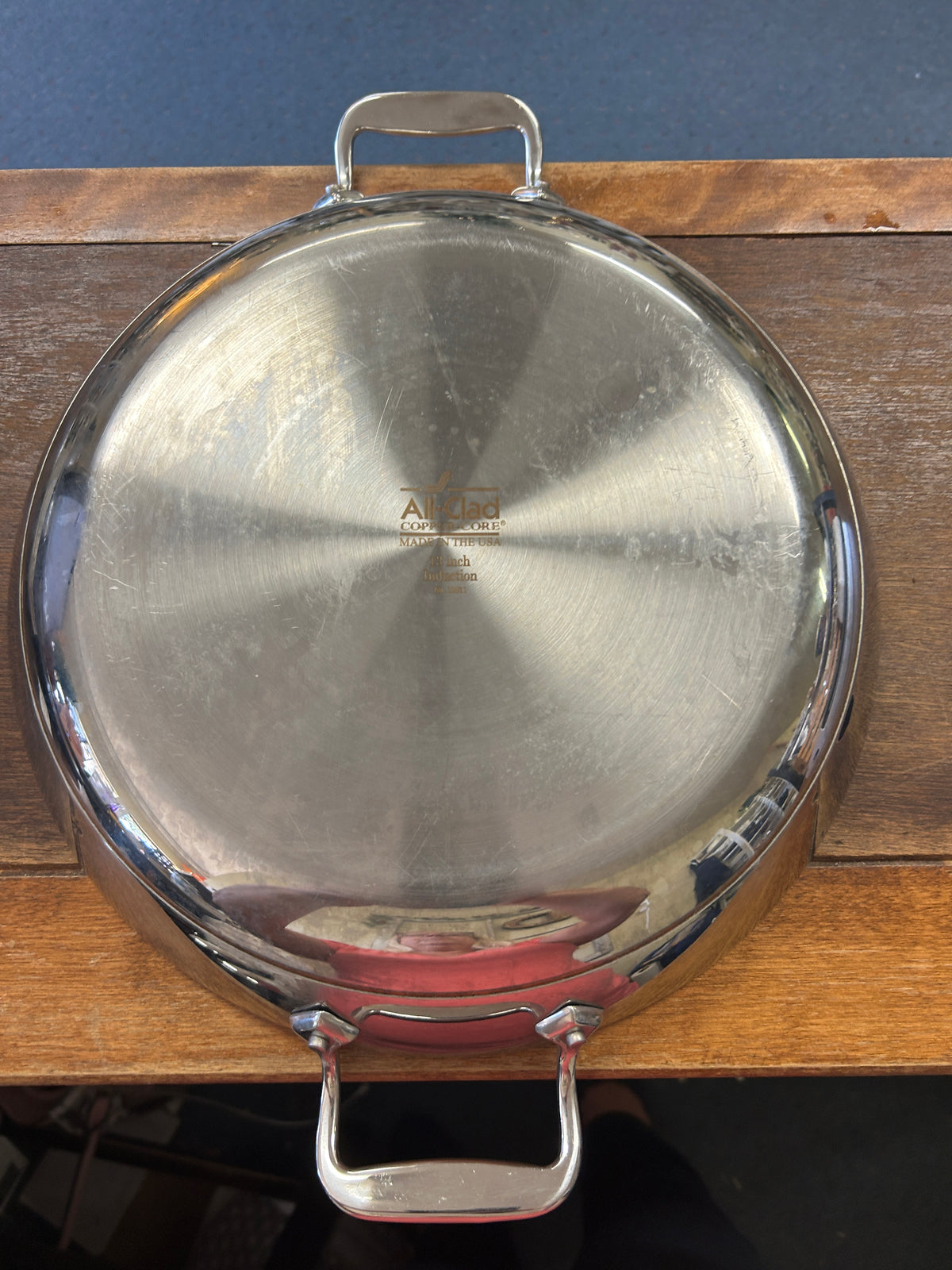 Silver All Clad Copper Core 13" Skillet w/ Lid, 13"