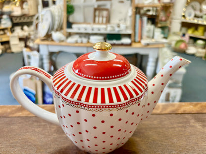 Grace Teaware Red Polka Dot Tea Pot, 7"