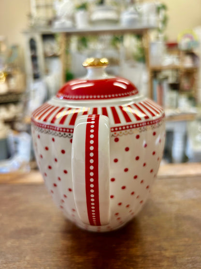 Grace Teaware Red Polka Dot Tea Pot, 7"