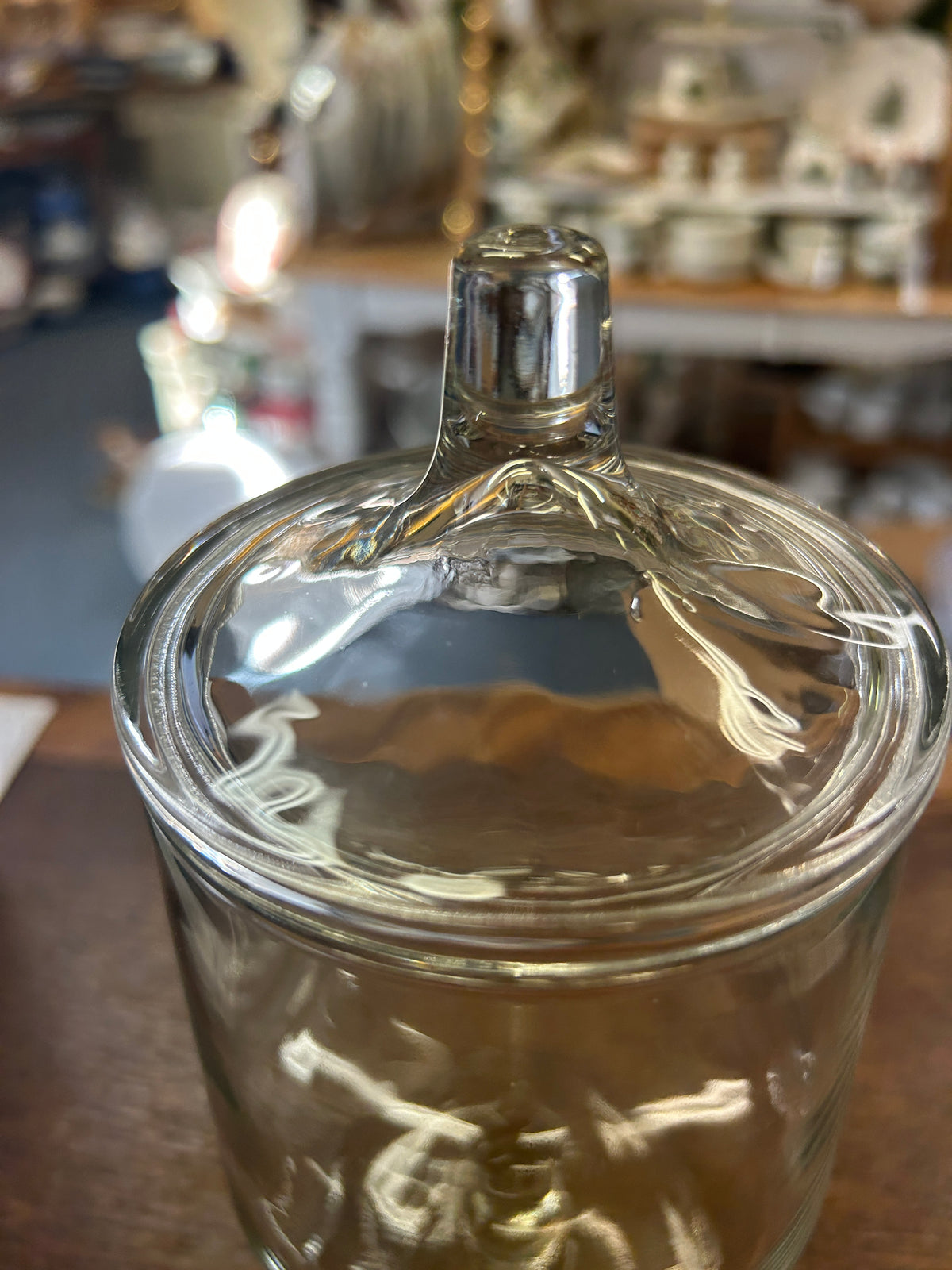 Clear Pedestal Jar w/ Lid, 8"