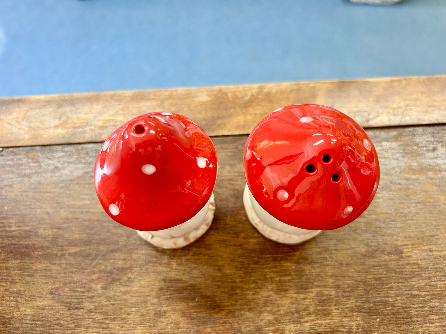 Red & white  Mushroom Salt & Pepper, 3 3/4"