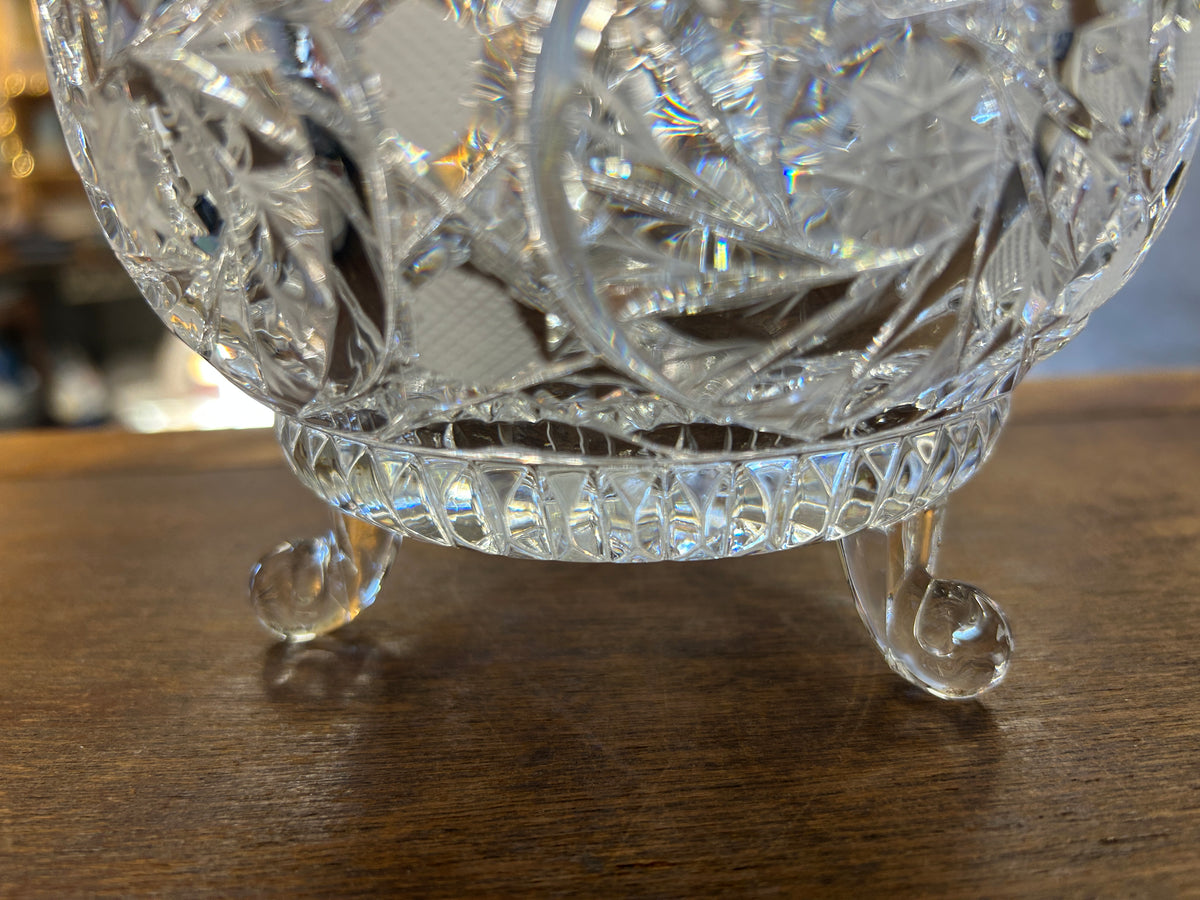 Crystal Clear Studios Crystal 3 Leg Dish w/ Lid Poland, 10"
