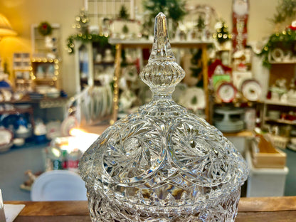 Crystal Clear Studios Crystal 3 Leg Dish w/ Lid Poland, 10"