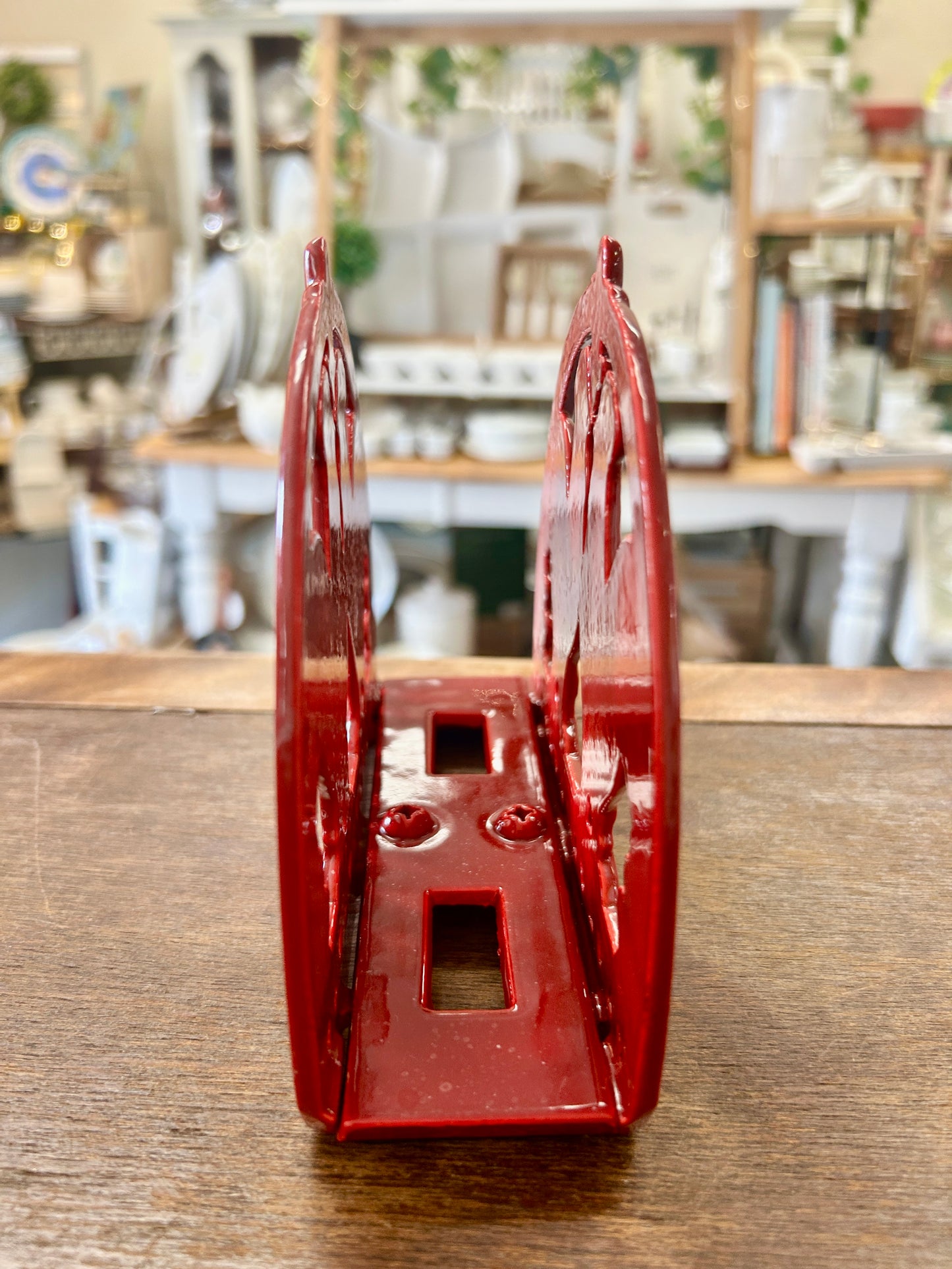 Red  Cast Iron Rooster Napkin Holder, 6"