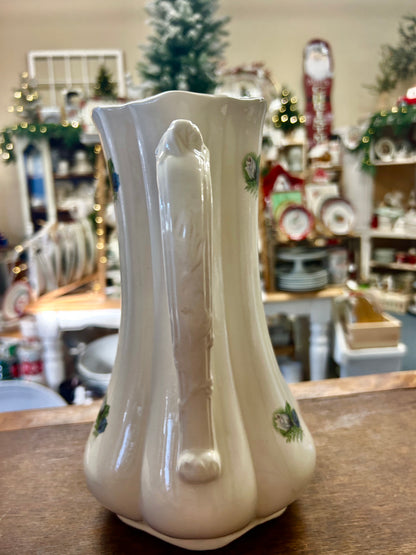 White Cramer Vintage Rose Pitcher, 10 1/2"