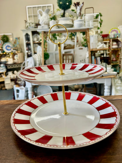 Grace Teaware Red & White 2 Tier, 9 1/2"