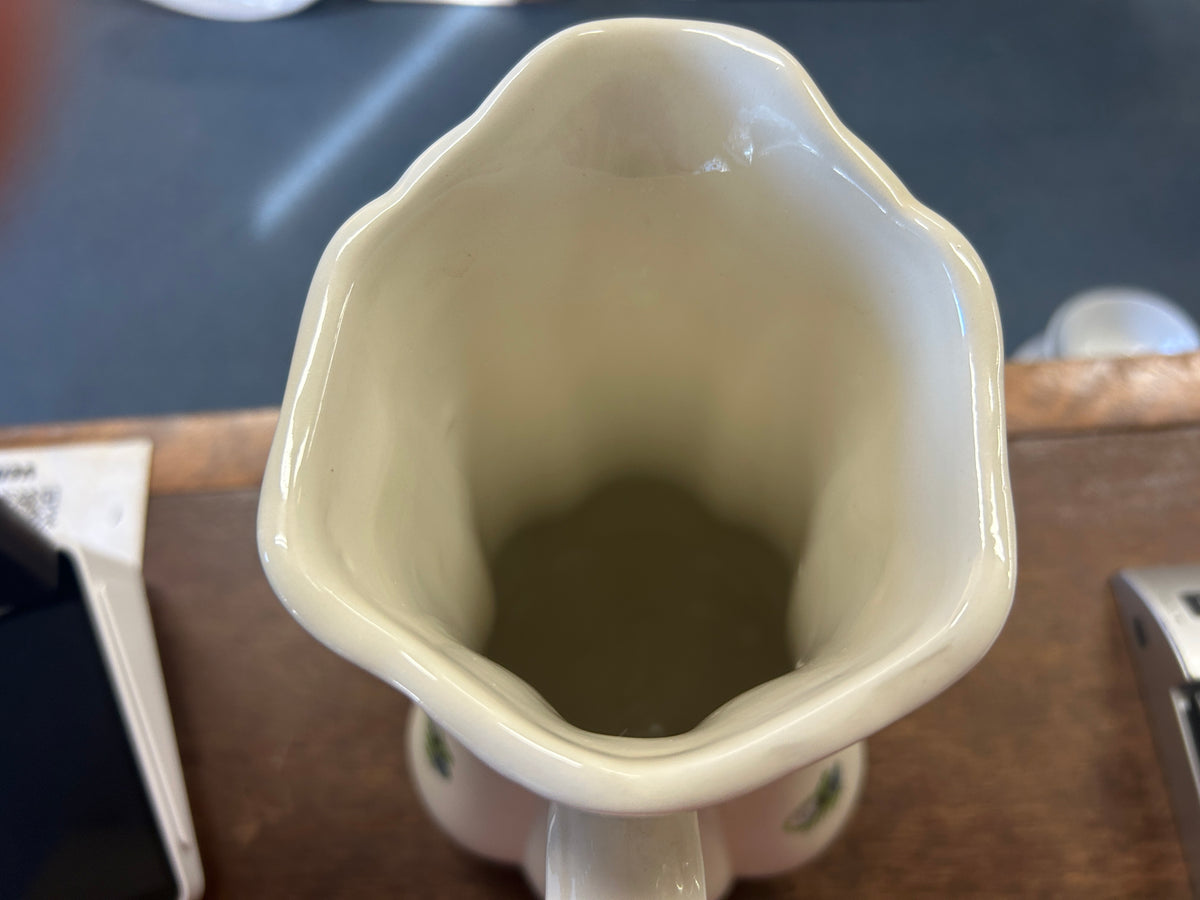 White Cramer Vintage Rose Pitcher, 10 1/2"