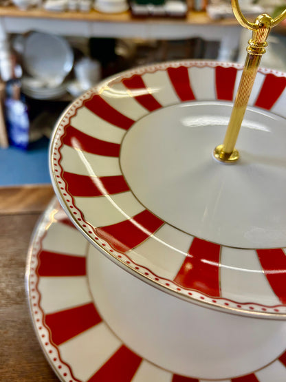 Grace Teaware Red & White 2 Tier, 9 1/2"