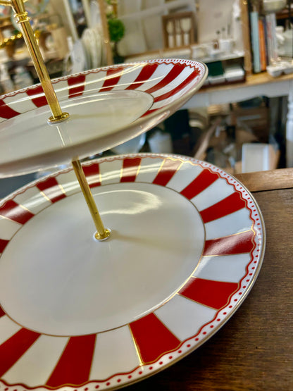 Grace Teaware Red & White 2 Tier, 9 1/2"
