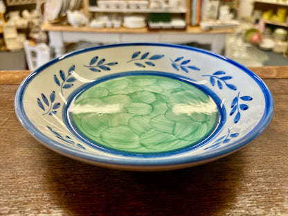 Blue & Green Villeroy & Boch Blue Leaves Bowl Portugal, 7 3/4"