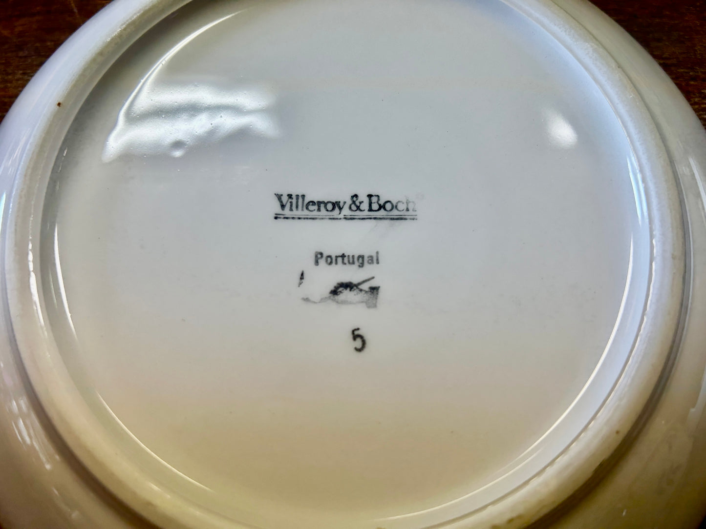 Blue & Green Villeroy & Boch Blue Leaves Bowl Portugal, 7 3/4"