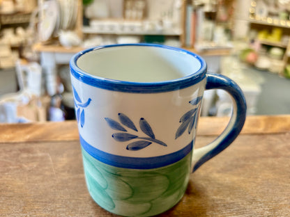 Blue & Green Villeroy & Boch Blue Leaves Mug Portugal, 4"