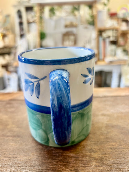 Blue & Green Villeroy & Boch Blue Leaves Mug Portugal, 4"