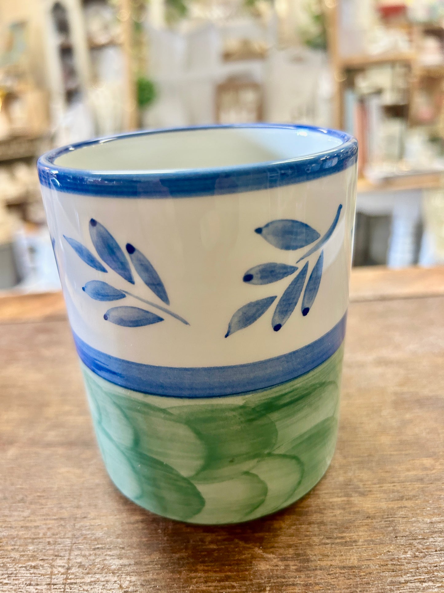 Blue & Green Villeroy & Boch Blue Leaves Mug Portugal, 4"